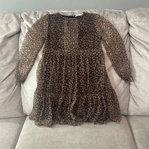 USED zara girls leopard tulle dress size 7